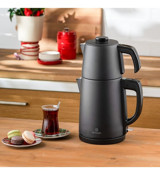 Emsan Bella Gusto Otomatik 1650 W Işıklı Paslanmaz Çelik Siyah Çay Makinesi