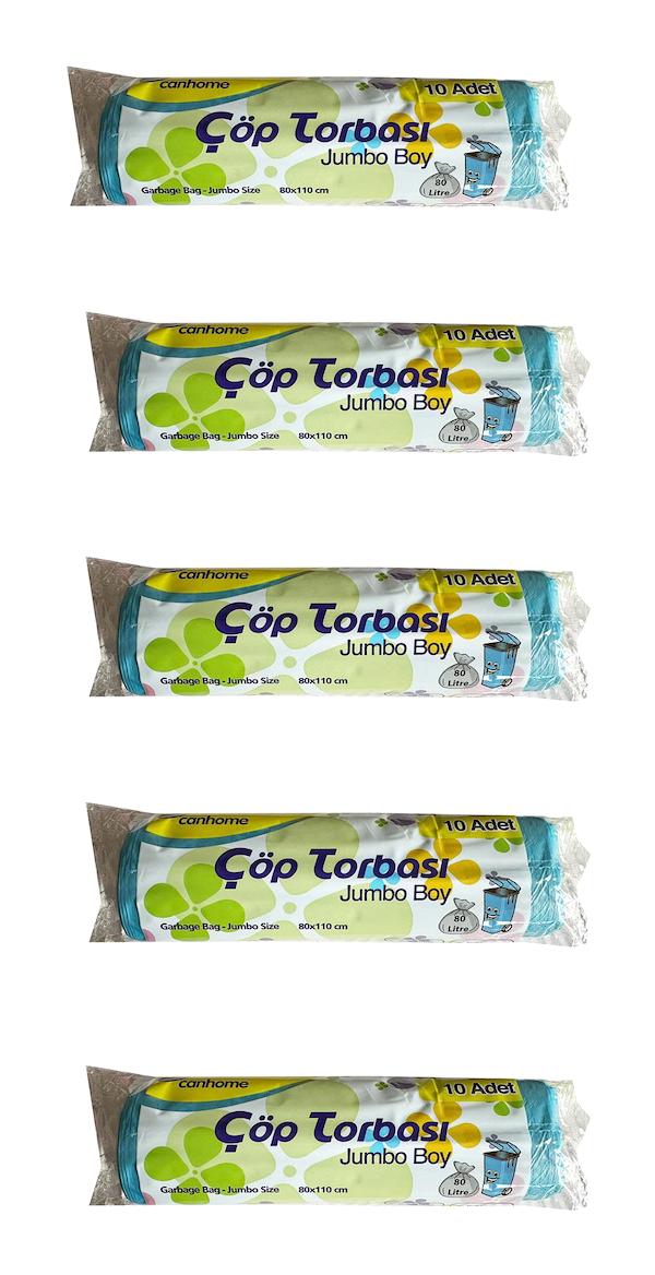 Canhome Şeffaf Jumbo Boy 80x110 cm Çöp Poşeti 10x12 Adet Mavi