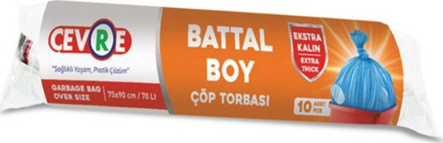 Çevre Şeffaf Battal Boy 75x90 cm Çöp Poşeti 10 Adet Mavi