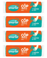 Smarter Şeffaf Büyük Boy 65x80 cm Çöp Poşeti 7x4 Adet Yeşil