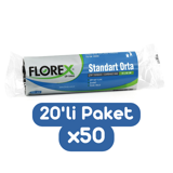 Florex Orta Boy 55x60 cm Çöp Poşeti 10x12 Adet Siyah