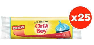 Koroplast Şeffaf Büzgülü Orta Boy 55x60 cm Çöp Poşeti 15x25 Adet Beyaz