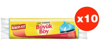 Koroplast Şeffaf Büzgülü Büyük Boy 65x80 cm Çöp Poşeti 10x10 Adet Beyaz