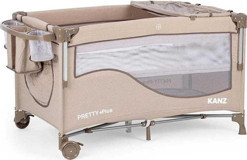 Kanz Pretty Plus Metal 20 kg Kapasiteli Ayarlanabilir Taşınabilir Katlanabilir Ara Katlı 70 cmx120 cm Sallanan Anne Yanı Park Yatak Kahve