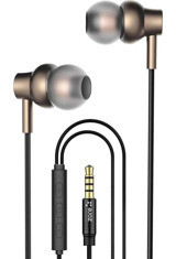 Zore ER-10 Silikonlu Mikrofonlu 3.5 mm Jak Altın Siyah Kablolu Kulaklık