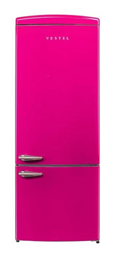 Vestel Retro NFK52111 Çift Kapılı No Frost E 472 lt Pembe Alttan Donduruculu Kombi Tipi Buzdolabı