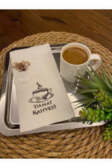 Kidspartim Damat Kahvesi Desenli Kağıt Peçete 1'li Beyaz