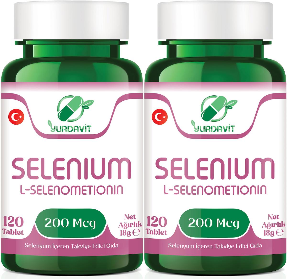 Yurdavit Selenyum L-Selenometionin Aromasız Yetişkin Vitamin 2x120 Adet Tablet