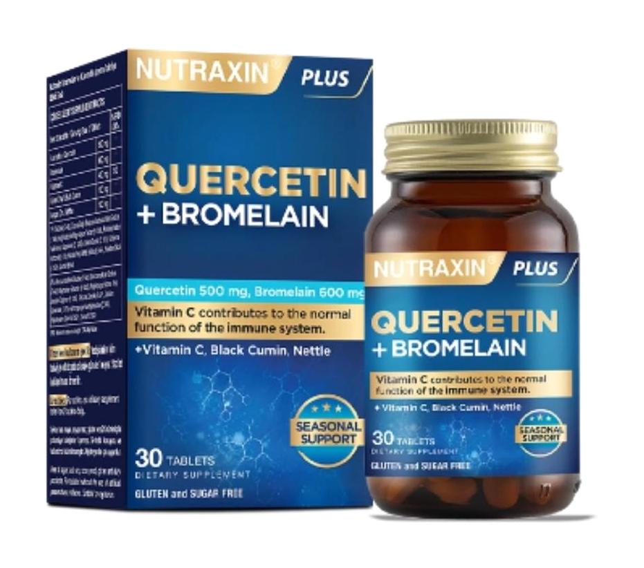 Nutraxin Quercetin+Bromelain Aromasız Yetişkin Vitamin 30 Adet Tablet