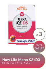 New Life Mena K2+D3 Aromasız Yetişkin Vitamin 3x60 Adet Kapsül
