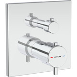 Artema Root Square A43268 Çelik Çift Delikli Aç Kapa Dereceli Ankastre Kare Banyo Bataryası Gümüş