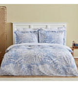 Karaca Home Home Hayley Pamuk 4 Mevsim 200x220 cm Çiçekli Çift Kişilik Nevresim Takımı Mavi