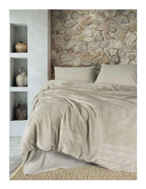 Cotton Box Box Velvet Pamuk 4 Mevsim 200x220 cm Düz Çift Kişilik Nevresim Takımı Taş Rengi