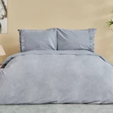Karaca Home Denim Azur Pamuk 200x220 cm Düz Çift Kişilik Nevresim Takımı Mavi