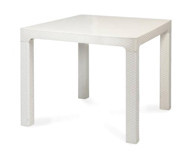 Ar Plastik Retro Kare Rattan 90x90 cm Beyaz Bahçe Masası