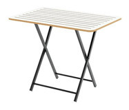 Eportatif Bistro Katlanabilir Dikdörtgen Metal 55x90 cm Beyaz Bahçe Masası