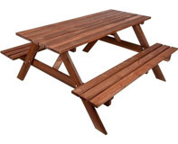 Pinoxi Dikdörtgen Ahşap 120x65 cm Kahverengi Bahçe Masası