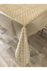 Yıldızhome Plastik 140x200 cm Dikdörtgen Masa Örtüsü Krem