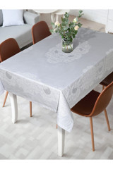 Tropikhome Pano Lace Pamuklu 150x220 cm Dertsiz Dikdörtgen Masa Örtüsü Gri