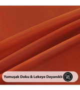 Zeren Home Pamuk-Polyester 160x210 cm Dertsiz Yuvarlak Masa Örtüsü Kahverengi-Turuncu