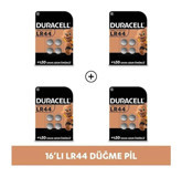 Duracell LR44 1.5 V Alkalin Düğme Pil 16'lı