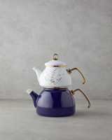 English Home Floral Symphony Emaye Çaydanlık Beyaz-Mavi
