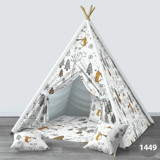 Instababyrooms 1450 Kızılderili Sevimli Hayvanlar 2-4 Yaş Beyaz Unisex Oyun Çadırı