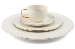 Mikasa Moor Accent 19 Parça 6 Kişilik Beyaz-Gold Desenli Porselen Kahvaltı Takımı