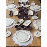 Rossev Glore Lavender 52 Parça 6 Kişilik Çok Renkli Desenli Stoneware Kahvaltı Takımı