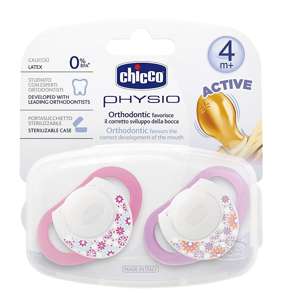 Chicco Physio 4+ Ay Delikli Ortodontik Damaklı Kauçuk Emzik Pembe