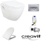 Creavit GR5001 55 cm Seramik Kanalsız Arkadan Çıkışlı Gömme Duvara Sıfır Asma Klozet Beyaz