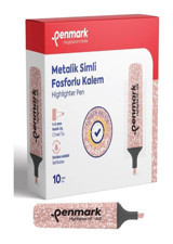 Penmark 10'lu Metalik Bronz Kesik Uçlu Fosforlu Kalem Seti