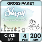 Sleepy Bio Natural 4 Numara Organik Göbek Oyuntulu Cırtlı Bebek Bezi 200'lü