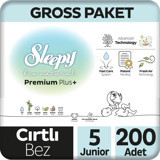Sleepy Bio Natural Premium Plus 5 Numara Organik Cırtlı Bebek Bezi 200'lü