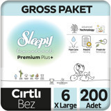 Sleepy Bio Natural Premium Plus 6 Numara Organik Cırtlı Bebek Bezi 200'lü