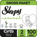 Sleepy Natural 2 Numara Organik Göbek Oyuntulu Cırtlı Bebek Bezi 100'lü
