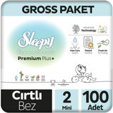 Sleepy Bio Natural Premium Plus 2 Numara Organik Cırtlı Bebek Bezi 100'lü