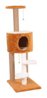 Cat Hause S07KV Oturaklı Oyuncaklı Merdivenli Katlı 128 cm Kedi Tırmalama Evi