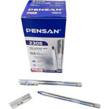 Pensan 2305 Plastik Tek Renkli 0.5 mm Mavi 50'li Tükenmez Kalem