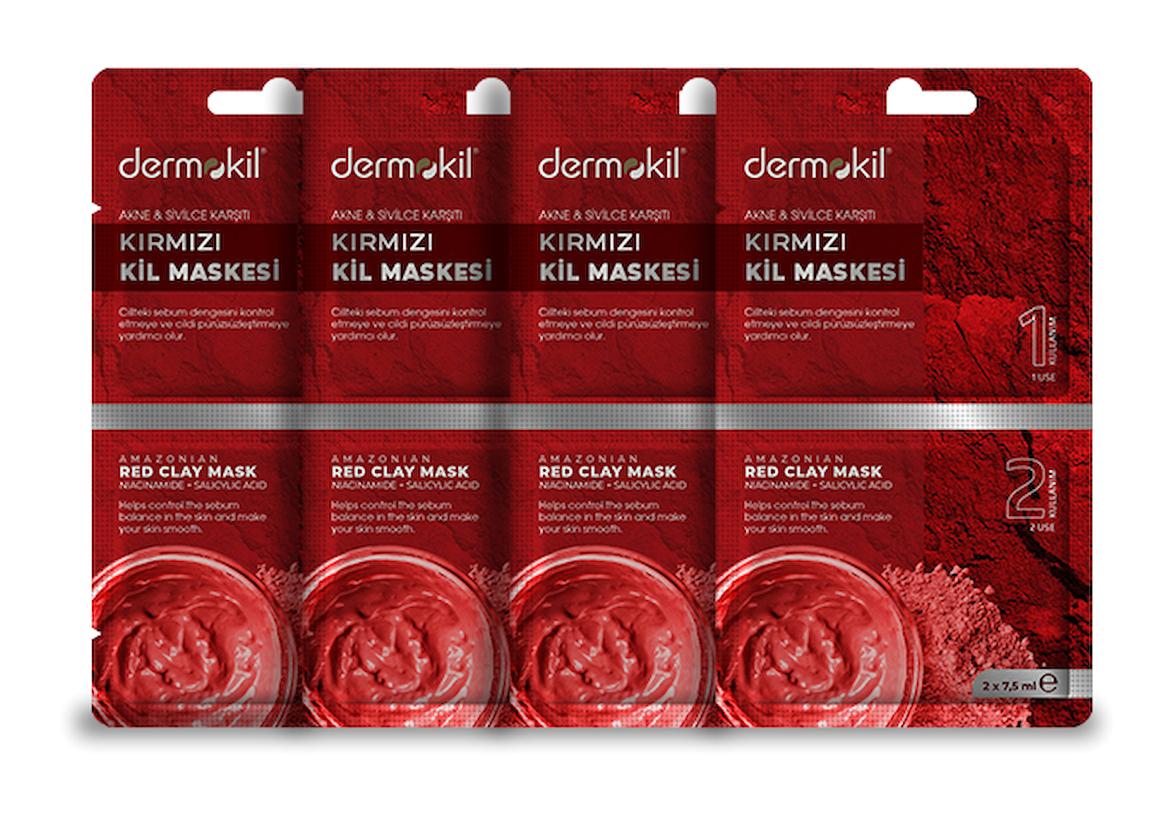 Dermokil Kırmızı Killi Yüz Maskesi 4x15 ml