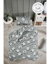 Tabu Home Kuzulu 160x220 cm Lastikli Çarşaflı Hayvan Tek Kişilik Nevresim Takımı Gri
