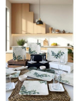 Keramika Okaliptus 29 Parça 6 Kişilik Yeşil Desenli Stoneware Kahvaltı Takımı