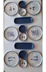 Keramika Blue Magıc 14 Parça 6 Kişilik Beyaz - Mavi Desenli Seramik Kahvaltı Takımı