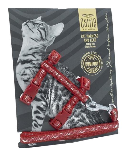 Cattie Premium 40 cm Kırmızı Gezdirme Göğüs Kedi Tasması