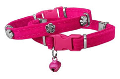 Markapet Kadife Yoncalı 20-32 cm Pembe Gezdirme Boyun Kedi Tasması