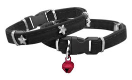 Markapet Kadife Yıldızlı 20-32 cm Siyah Gezdirme Boyun Kedi Tasması