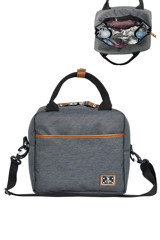Stylo Food Bag Su Geçirmez Fermuarlı Kumaş Bebek Omuz Çantası Gri