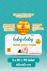 Baby&Baby Bebek Bakım Örtüsü Tek Kullanımlık 60x60cm 3x30 Adet Alt Açma Örtüsü