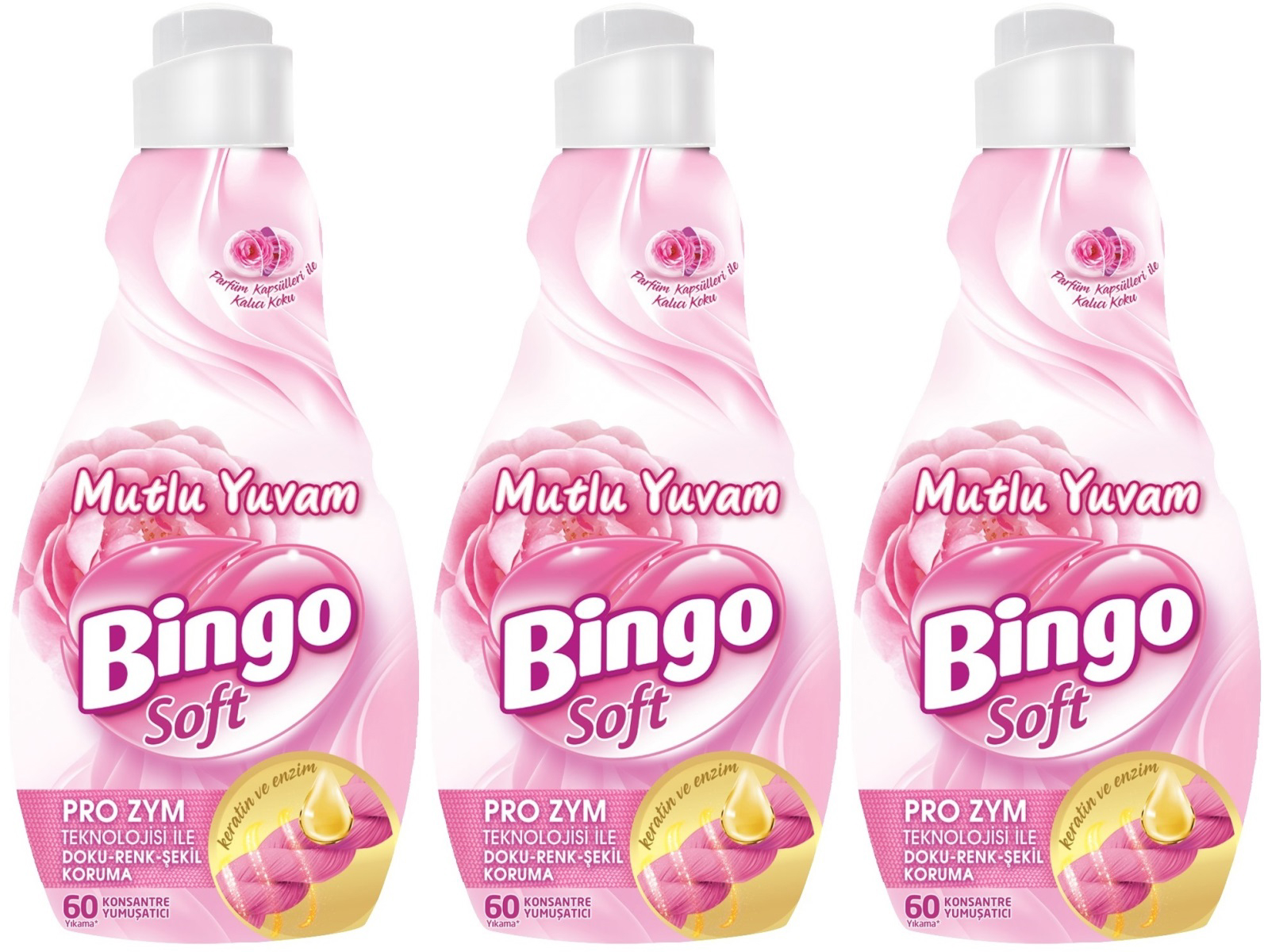 Bingo Soft Mutlu Yuvam Konsantre 60 Yıkama Yumuşatıcı 3x1.44 lt