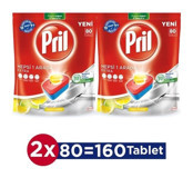 Pril Hepsi Bir Arada Extra Limon Tablet Bulaşık Makinesi Deterjanı 2x80 Adet